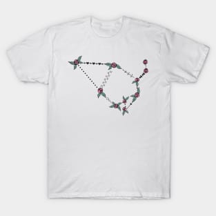 Cepheus Constellation Roses and Hearts Doodle T-Shirt